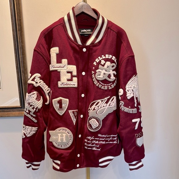 Pelle Pelle limited edition Burgundy Varsity Jacket Vintage and Rare EUC 3XL - Picture 1 of 16